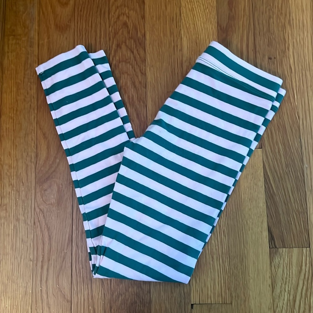 Crew cuts, girls leggings. Green and light pink. Size 8.